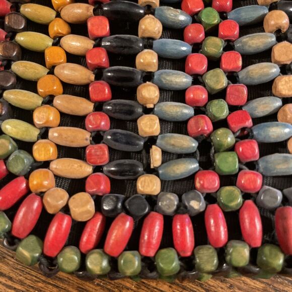 Vintage 1930’s Czechoslovakia Wooden Rainbow Beaded Clutch Mini Purse 6” x 4” - Picture 7 of 9